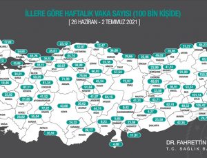 İLLERE GÖRE HAFTALIK COVİD-19 VAKA SAYISI AÇIKLANDI