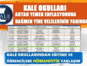 KALE OKULLARI ARTAN YEMEK ENFLASYONUNA RAĞMEN YİNE VELİLERİNİN YANINDA