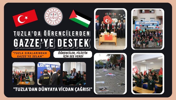 TUZLA’DA ÖĞRENCİLERDEN GAZZE’YE DESTEK
