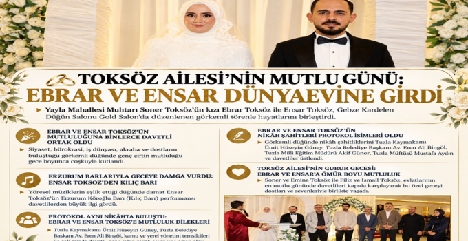 TOKSÖZ AİLESİ’NİN MUTLU GÜNÜ: EBRAR VE ENSAR DÜNYAEVİNE GİRDİ